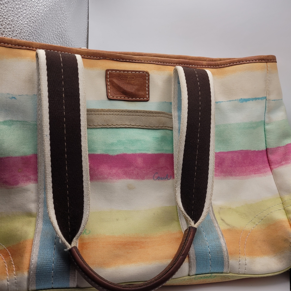 Coach Pastel Striped Tote Bag